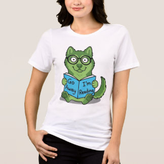 Lustiger süßer grüner Hund Geh weg, ich lese Tri-Blend Shirt