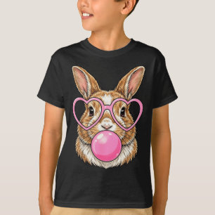 Lustiger süßer Hase Bubble Gum Kaninchen Herz Bril T-Shirt