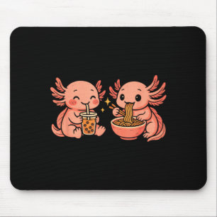 Lustiger süßer kawaii Axolotl, der Ramen-Nudeln is Mousepad