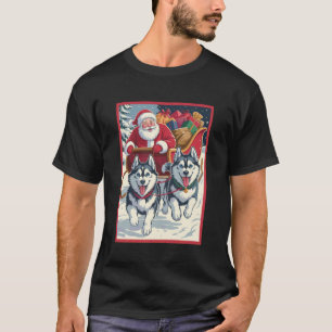 Lustiger Süßer Lustiger Husky Weihnachts-Schlitten T-Shirt