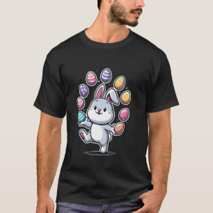 Lustiger süßer Osterhase jongliert bunte Eier Kind T-Shirt