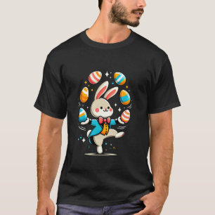 Lustiger süßer Osterhase jongliert bunte Eier Kind T-Shirt