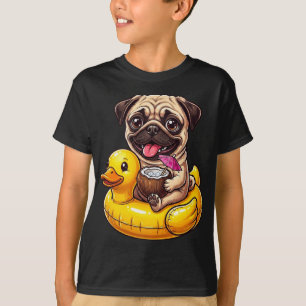Lustiger süßer Pug in Schwimmhilfe aus Gummi-Ente T-Shirt