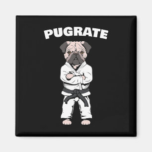 Lustiger süßer Pug Karate schwarzer Gürtel Kampfsp Magnet