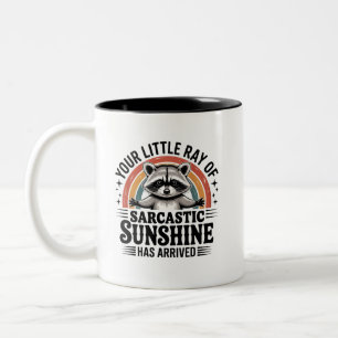 Lustiger süßer sarkastischer Waschbär-Kollegen-Hum Zweifarbige Tasse