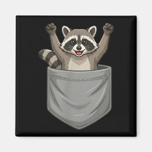 Lustiger süßer Waschbär jubelt Taschenhaustier Magnet