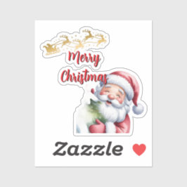 Lustiger süßer Weihnachtsmann & Typografie Aufkleber