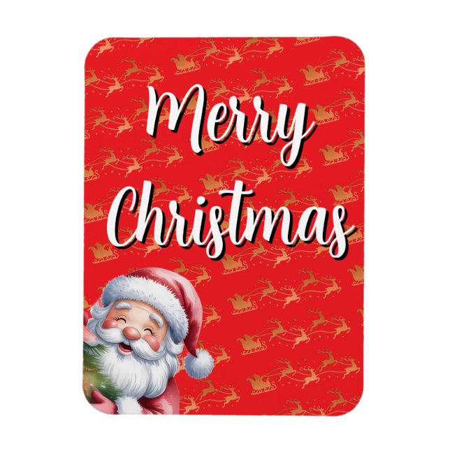 Lustiger süßer Weihnachtsmann & Typografie Magnet (Vertikal)