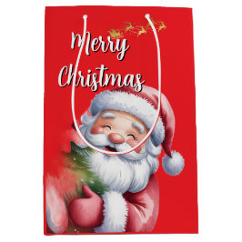 Lustiger süßer Weihnachtsmann & Typografie Mittlere Geschenktüte