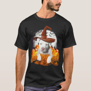 Lustiger süßer weißer Pit Bull Hund Hexe an Hallow T-Shirt