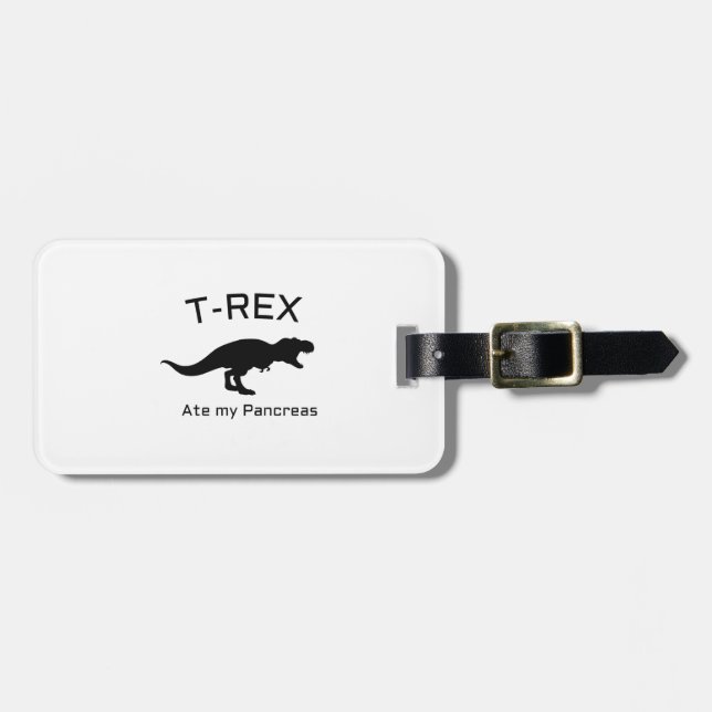Lustiger T1D Diabetiker des lustigen T-Rex Typ- Gepäckanhänger (Vorderseite horizontal)