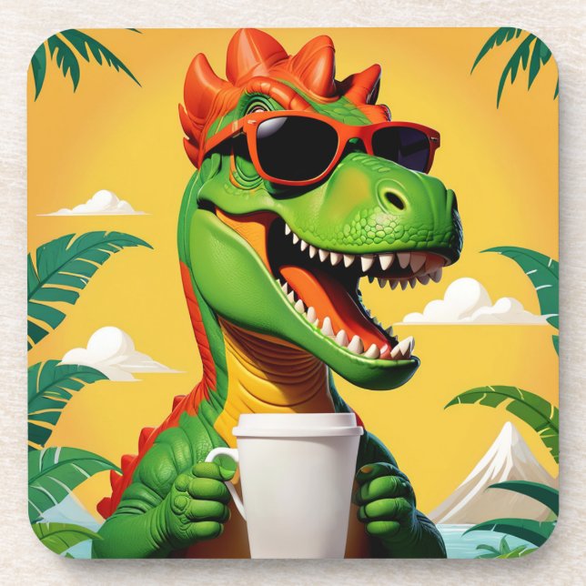 Lustiger T-Rex-Dinosaur  Getränkeuntersetzer (Vorderseite)