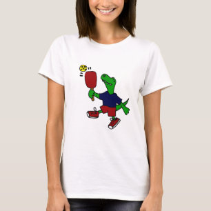 Lustiger T-Rex Dinosaurier, der Pickleball spielt T-Shirt