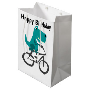 Lustiger T-rex Dinosaurier-Reitfahrrad-Cartoon Mittlere Geschenktüte