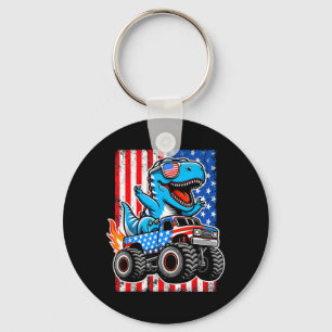 Lustiger T-Rex fährt Monstertruck 4. Juli Schlüsselanhänger