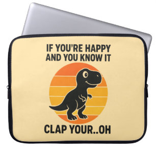 Lustiger T-Rex-Klapper-mit-deinen-Oh-retro-Dinosau Laptopschutzhülle