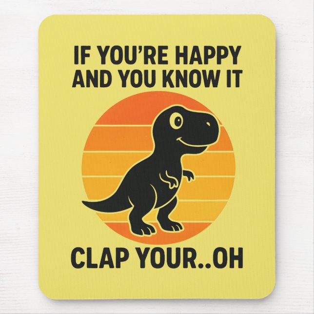 Lustiger T-Rex-Klapper-mit-deinen-Oh-Retro-Dinosau Mousepad (Vorne)