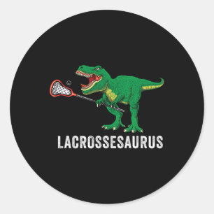 Lustiger T Rex Lacrosse Dinosaur Lax Jungen Lacros Runder Aufkleber