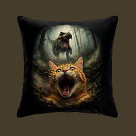 Lustiger T-Rex & schreiende Katze Meme Kissen