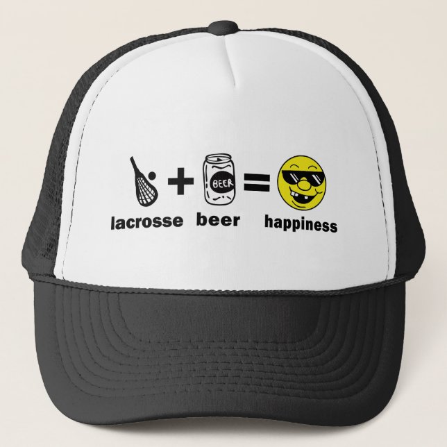 Lustiger T - ShirtLacrosse + Bier = Glück Truckerkappe (Vorderseite)