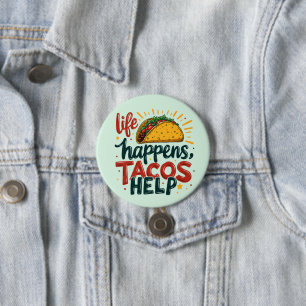 Lustiger Taco-Liebhaber-Festa-Foodie-Humor-Kunst Button
