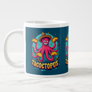 Lustiger Taco-Oktopus-Cartoon-Essen-Wortwitz Jumbo-Tasse