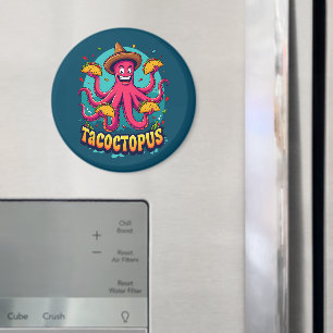 Lustiger Taco-Oktopus-Cartoon-Lebensmittel-Wortwit Magnet