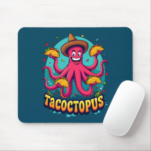Lustiger Taco-Oktopus-Cartoon-Lebensmittel-Wortwit Mousepad