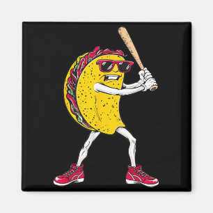 Lustiger Taco spielt Baseball mexikanischer Cinco Magnet