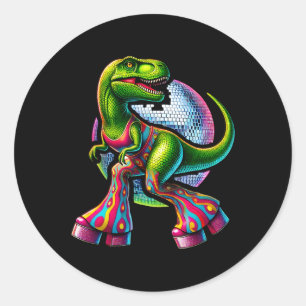 Lustiger tanzender Dinosaurier  Runder Aufkleber