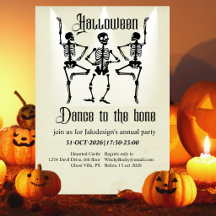 Lustiger tanzender schwarzer Halloween-Skelettpart