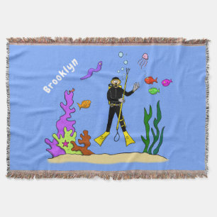 Lustiger Taucher und Fisch-Meereslebewesen Cartoon Decke