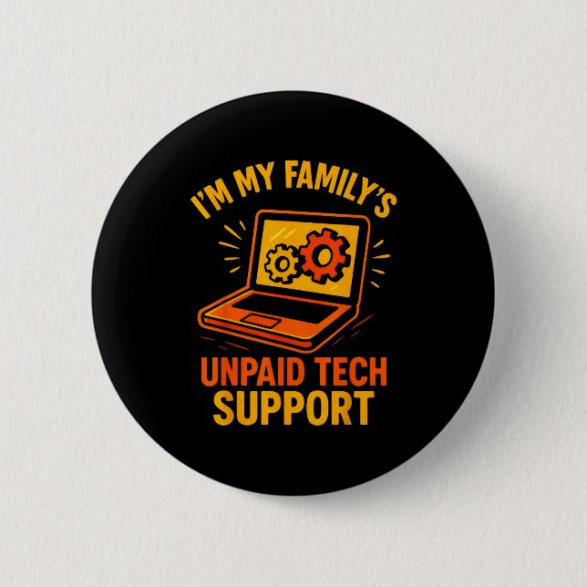 Lustiger Tech-Typ Suprt Computer-Geek Nerd Ingenie Button (Vorderseite)