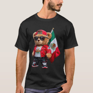 Lustiger Teddybär mexikanische Flagge Rap Mode sti T-Shirt