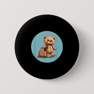 Lustiger Teddybär mit Rucksack für eine coole Reis Button