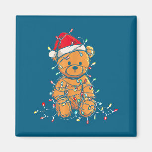 Lustiger Teddybär Weihnachtsgrafik Lichterliebhabe Magnet