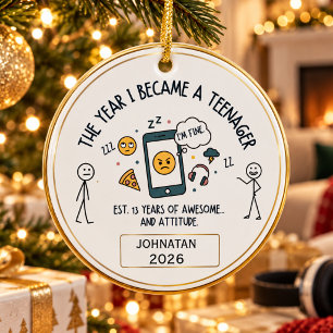 Lustiger Teenager-Weihnachtsname Jahr Keramik Ornament