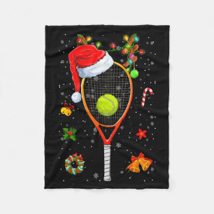 Lustiger Tennis-Schläger-Rentier-Weihnachtsmannhut Fleecedecke