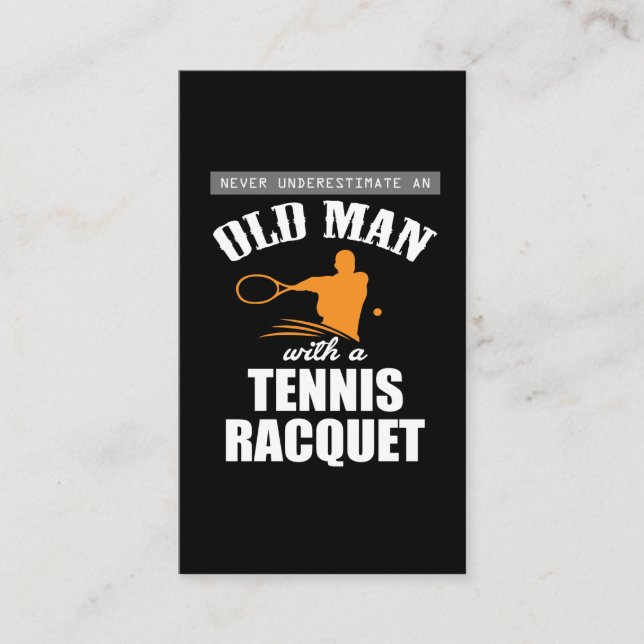 Lustiger Tennisschläger des alten Mannes des Visitenkarte (Vorderseite)