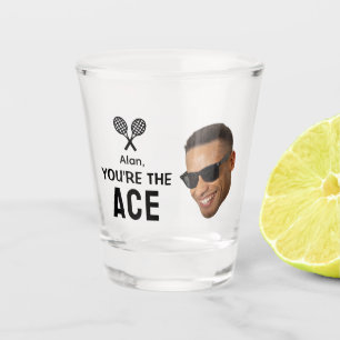 Lustiger Tennisspieler Custom Gesicht Foto Schnaps Schnapsglas