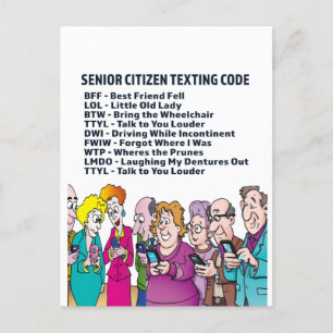 Lustiger Text für Senioren  Postkarte
