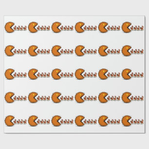 Lustiger Thanksgiving-Pie-essender Truthahn Retro- Geschenkpapier