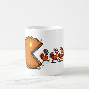 Lustiger Thanksgiving-Pie-essender Truthahn Retro- Kaffeetasse