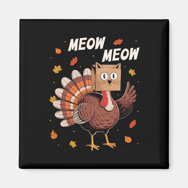 Lustiger Thanksgiving Truthahn Katze Miau Thanksgi Magnet (Vorne)