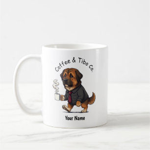 Lustiger Tibet-Mastiff-Hund im Geschäftsanzug Kaff Kaffeetasse