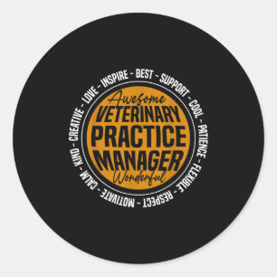 Lustiger Tierarzt-Praxis-Manager Vet Tech Woche Runder Aufkleber