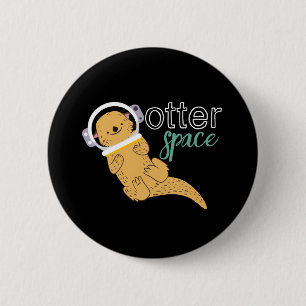 Lustiger TierCartoon-Spaß-Otter-Raum Button