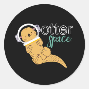 Lustiger TierCartoon-Spaß-Otter-Raum Runder Aufkleber