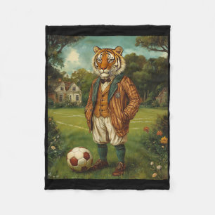Lustiger Tiger spielt Fußball Grafik Verrückter Ti Fleecedecke