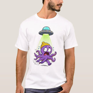 Lustiger Tintenfisch entkommt UFO - Süße Alien-Ent T-Shirt
